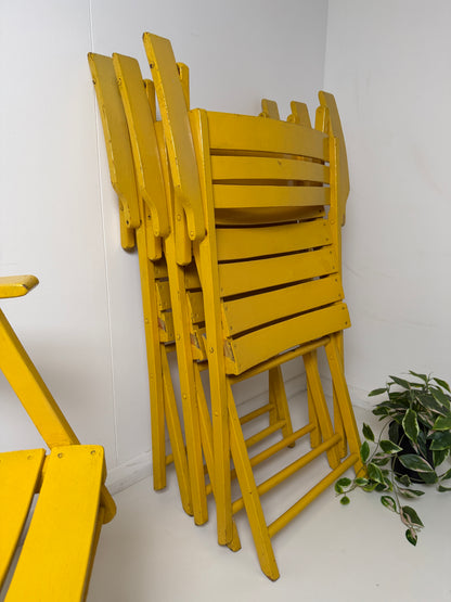 BAUHAUS FOLDING GARDEN CHAIRS IN YELLOW - SET OF 4