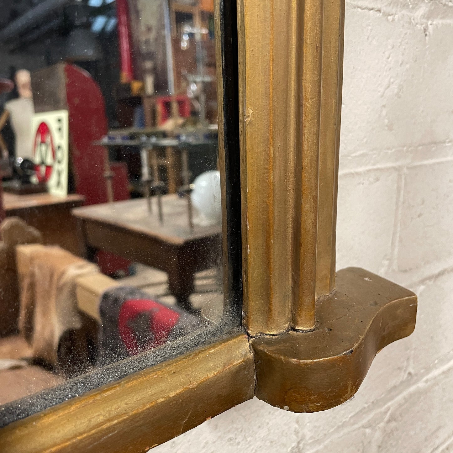 SMALL VICTORIAN GOLD ANTIQUE OVER MANTLE MIRROR