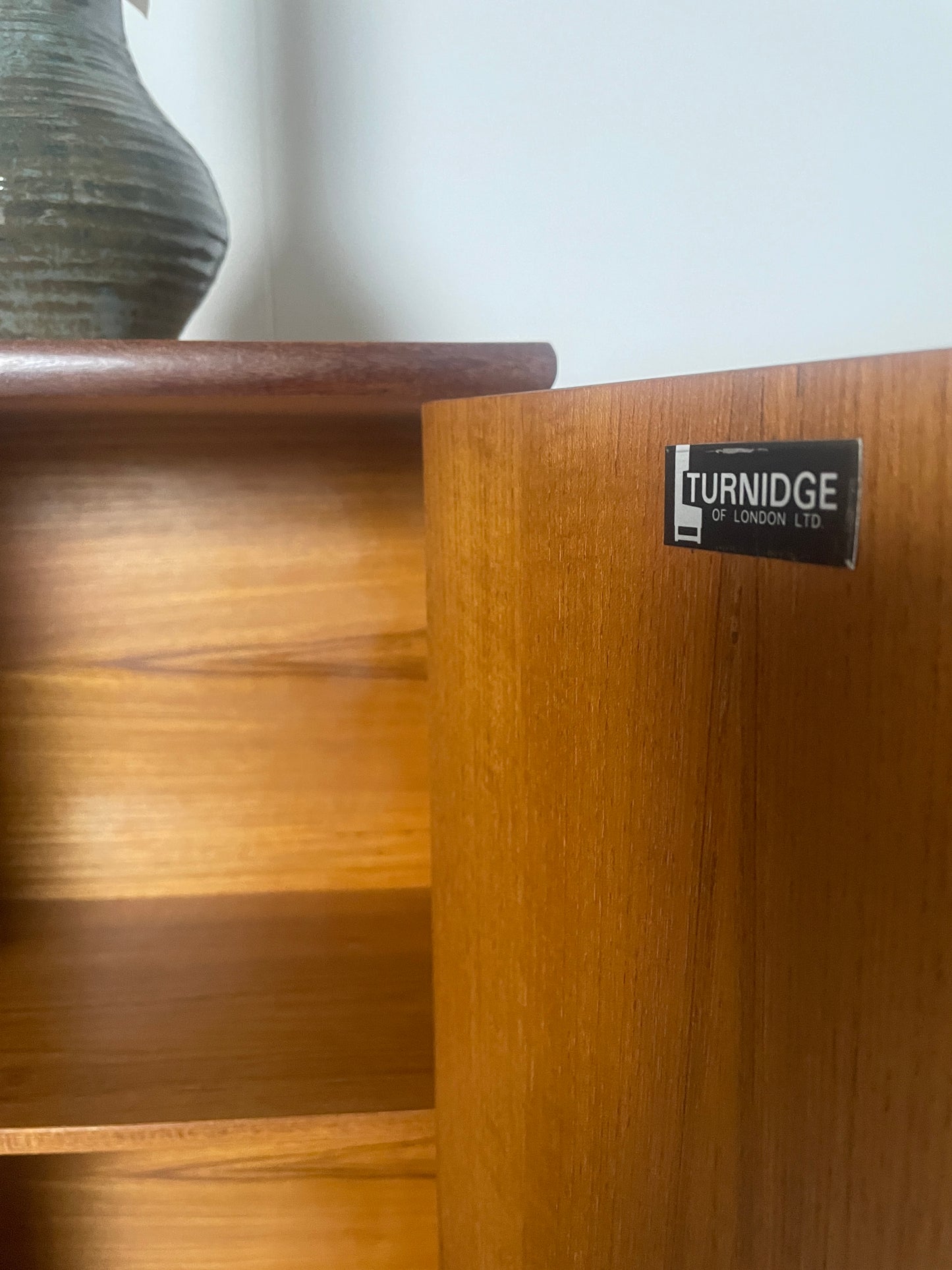 TURNIDGE GLAZED TEAK BOOKCASE / SIDEBOARD