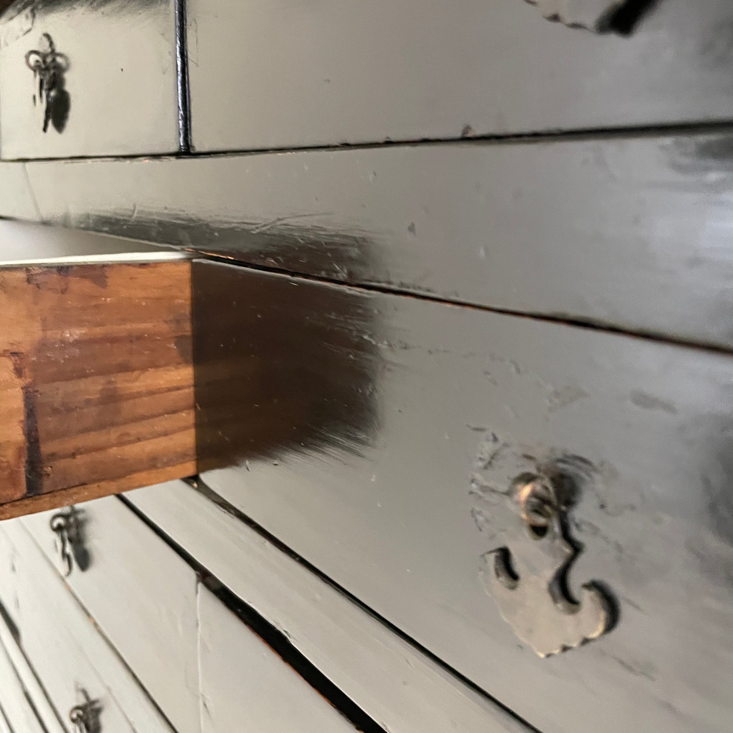 EBONISED CHINESE APOTHECARY CABINET WITH GLAZED DOORS