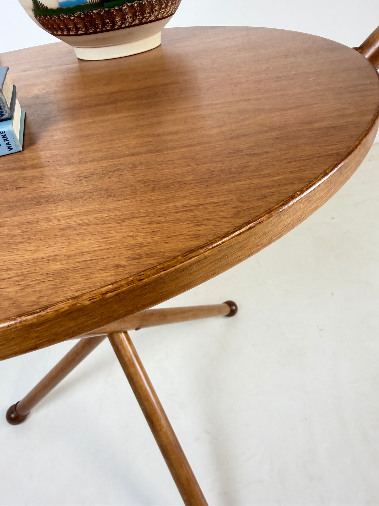 ITALIAN TRIPOD TEAK COFFEE SIDE TABLE