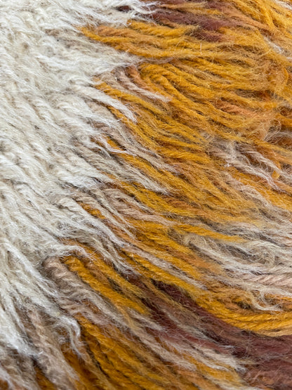 SEVENTIES ROUND SHAGGY RYA RUG - 244cm MUTED AUTUMN COLOURS