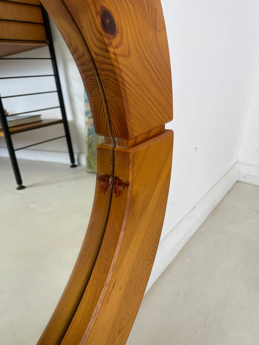 VINTAGE PINE OVAL WALL MIRROR - 90cm