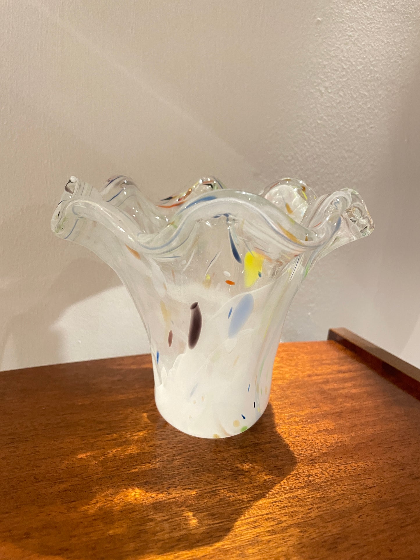 ITALIAN WHITE MURANO CONFETTI VASE