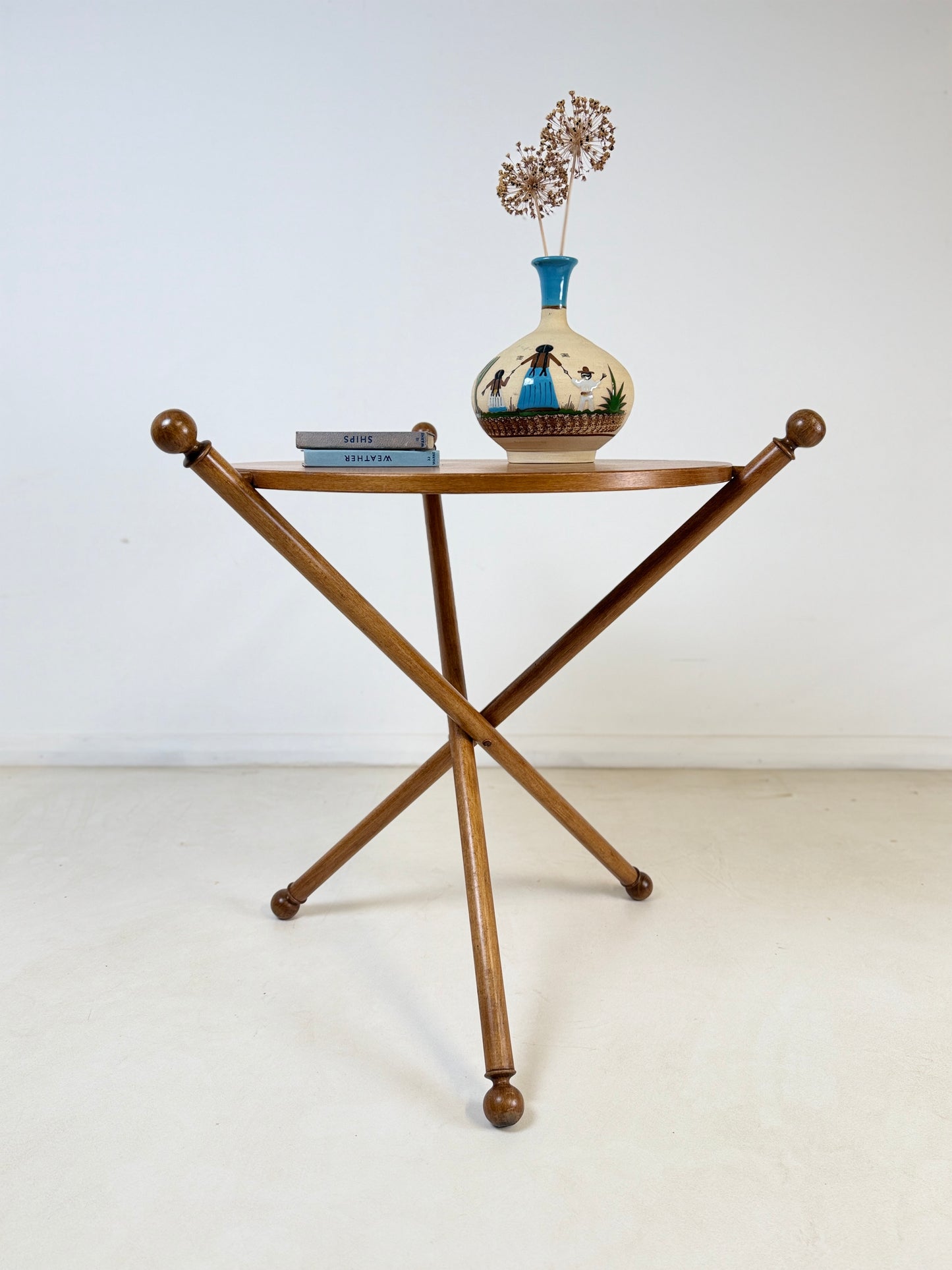ITALIAN TRIPOD TEAK COFFEE SIDE TABLE