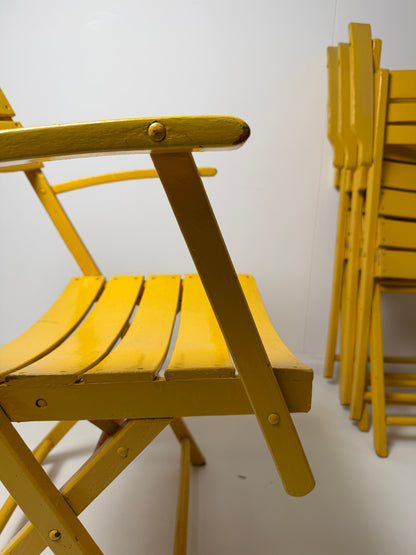 BAUHAUS FOLDING GARDEN CHAIRS IN YELLOW - SET OF 4