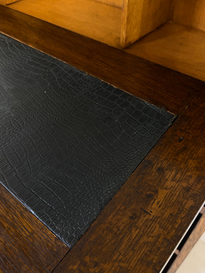 VINTAGE FALL FRONT OAK BOOKCASE BUREAU