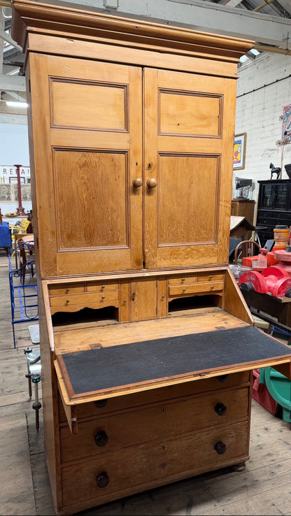 ENGLISH PINE DRESSER/SECRETAIRE WITH DRAWERS