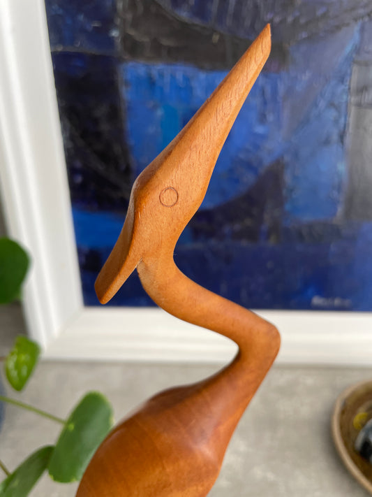 VINTAGE TEAK WOODEN HERON