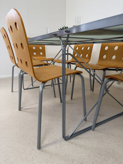 VINTAGE 1999 IKEA MOMENTS TABLE & 6 JULES CHAIRS
