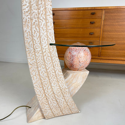 1980s POST MODERN TESSELLATED STANDARD LAMP TABLE