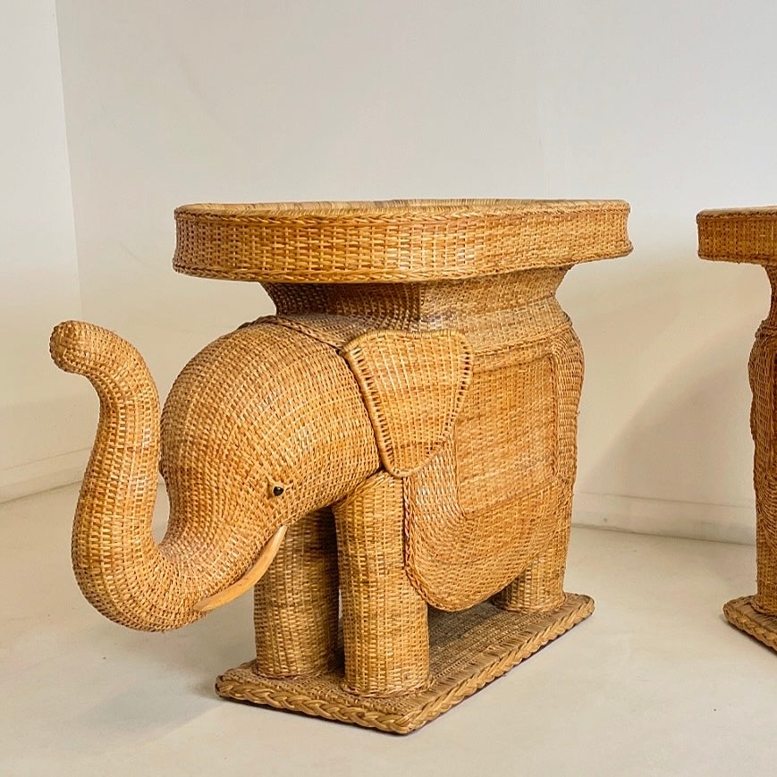VINTAGE ELEPHANT SIDE TABLES x 2