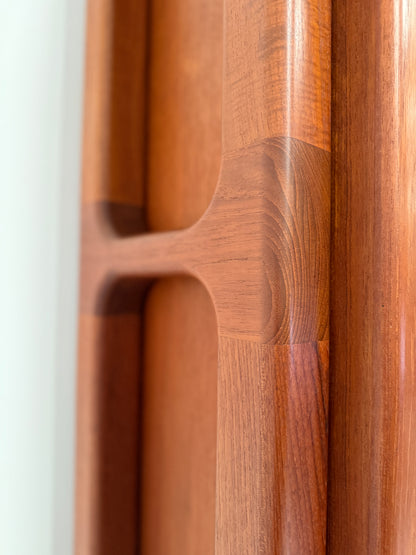 DYRLUND TEAK ROOM DIVIDER WITH GLASS BOOKCASE