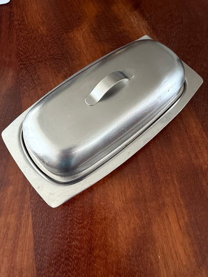 VINTAGE BUTTER DISH IN STAINLESS