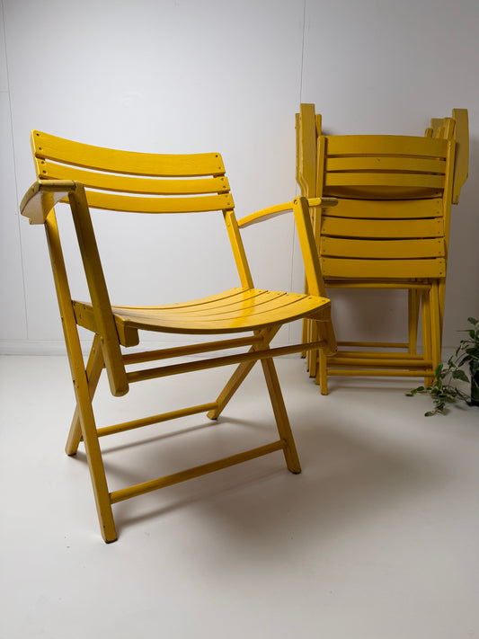 BAUHAUS FOLDING GARDEN CHAIRS IN YELLOW - SET OF 4