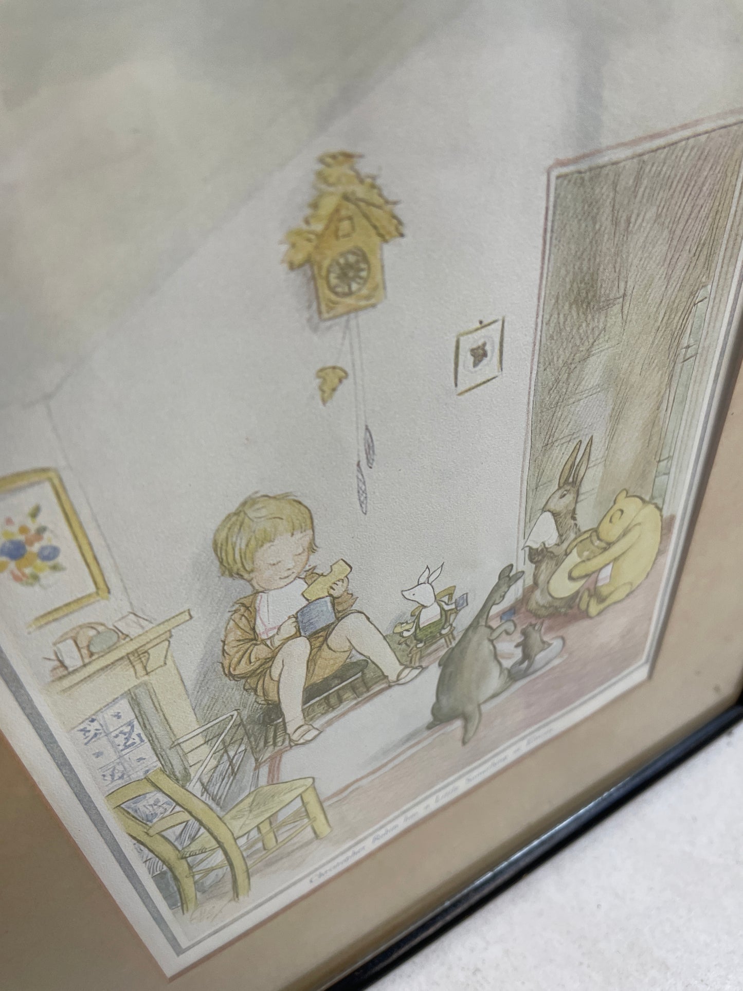 VINTAGE CHRISTOPHER ROBIN WINNIE THE POOH FRAMED PRINTS x 2