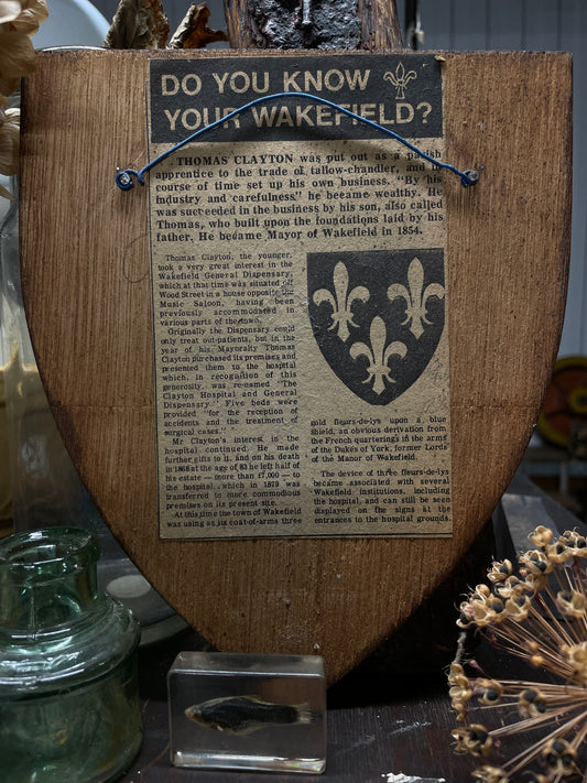 VINTAGE SHIELD HAND PAINTED PLAQUE - CLAYTON