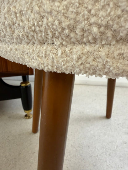 VINTAGE SHERBOURNE CREAM ROUND FOOTSTOOL REUPHOLSTERED
