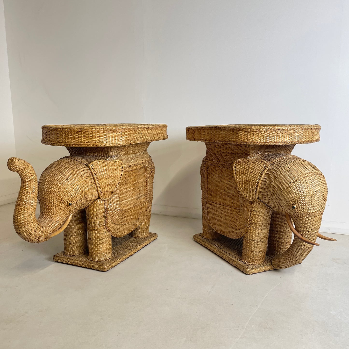 VINTAGE ELEPHANT SIDE TABLES x 2