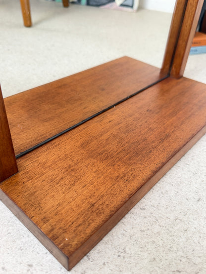 PAIR OF VINTAGE OBLONG TEAK WALL MIRRORS WITH SHELF