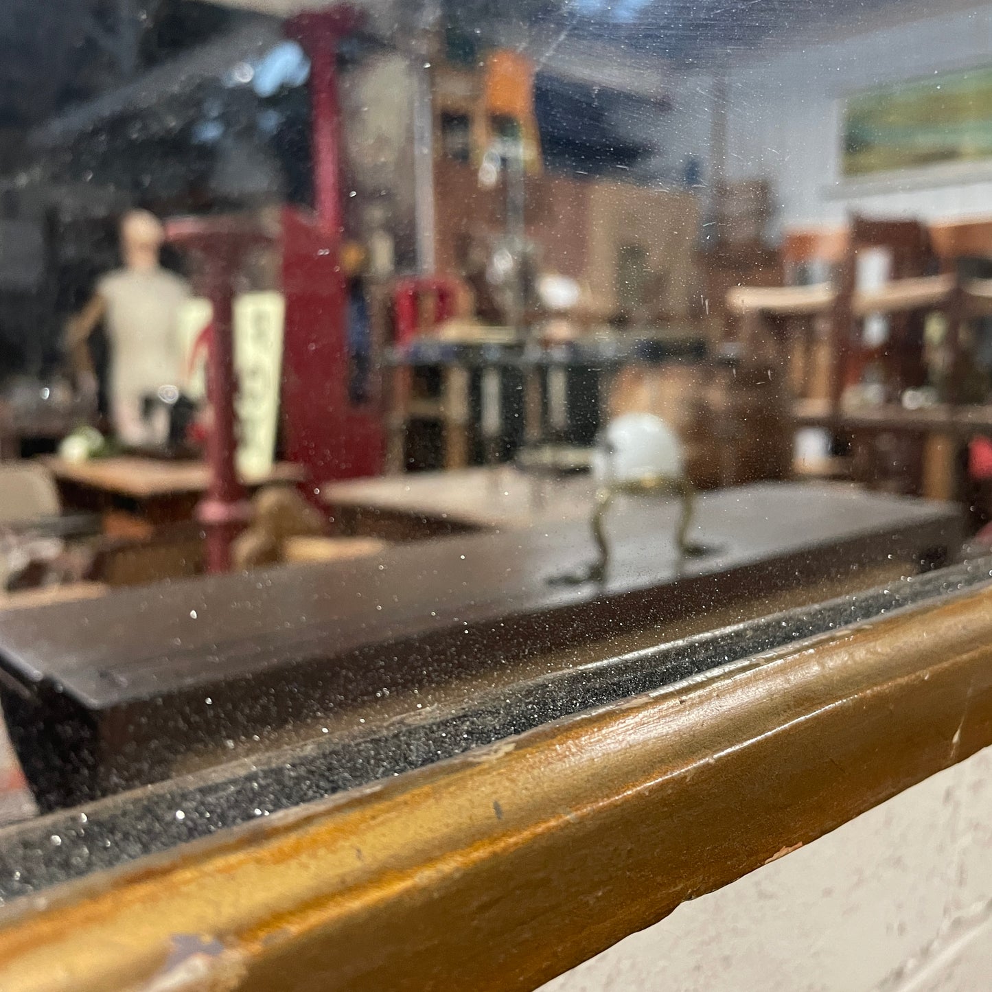 SMALL VICTORIAN GOLD ANTIQUE OVER MANTLE MIRROR