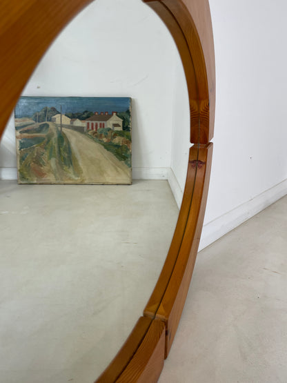 VINTAGE PINE OVAL WALL MIRROR - 90cm