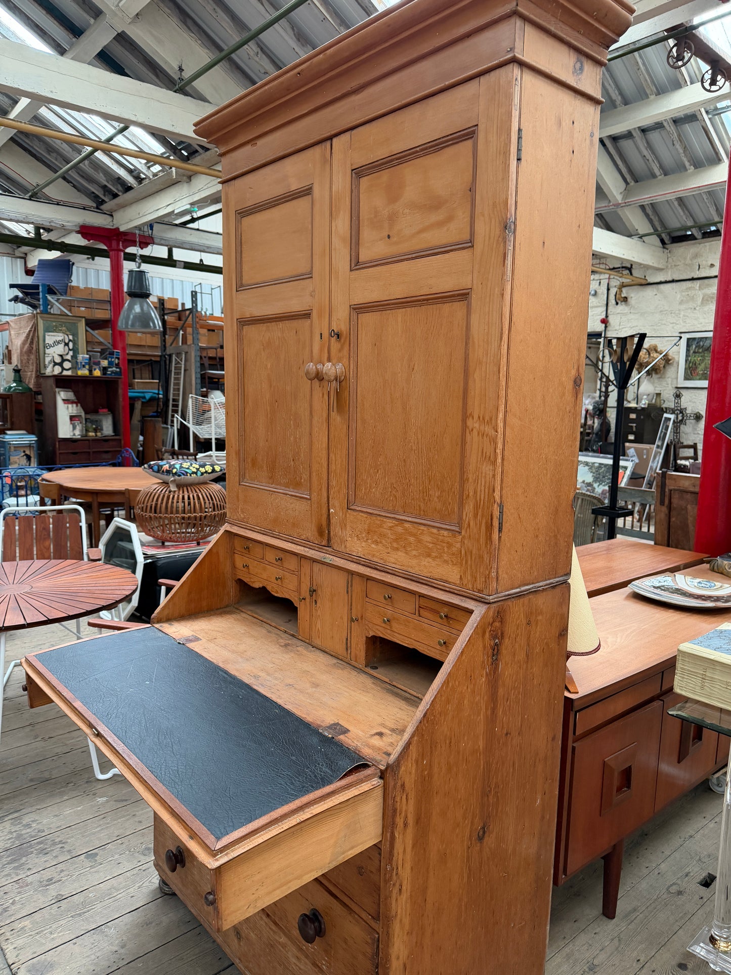 ENGLISH PINE DRESSER/SECRETAIRE WITH DRAWERS