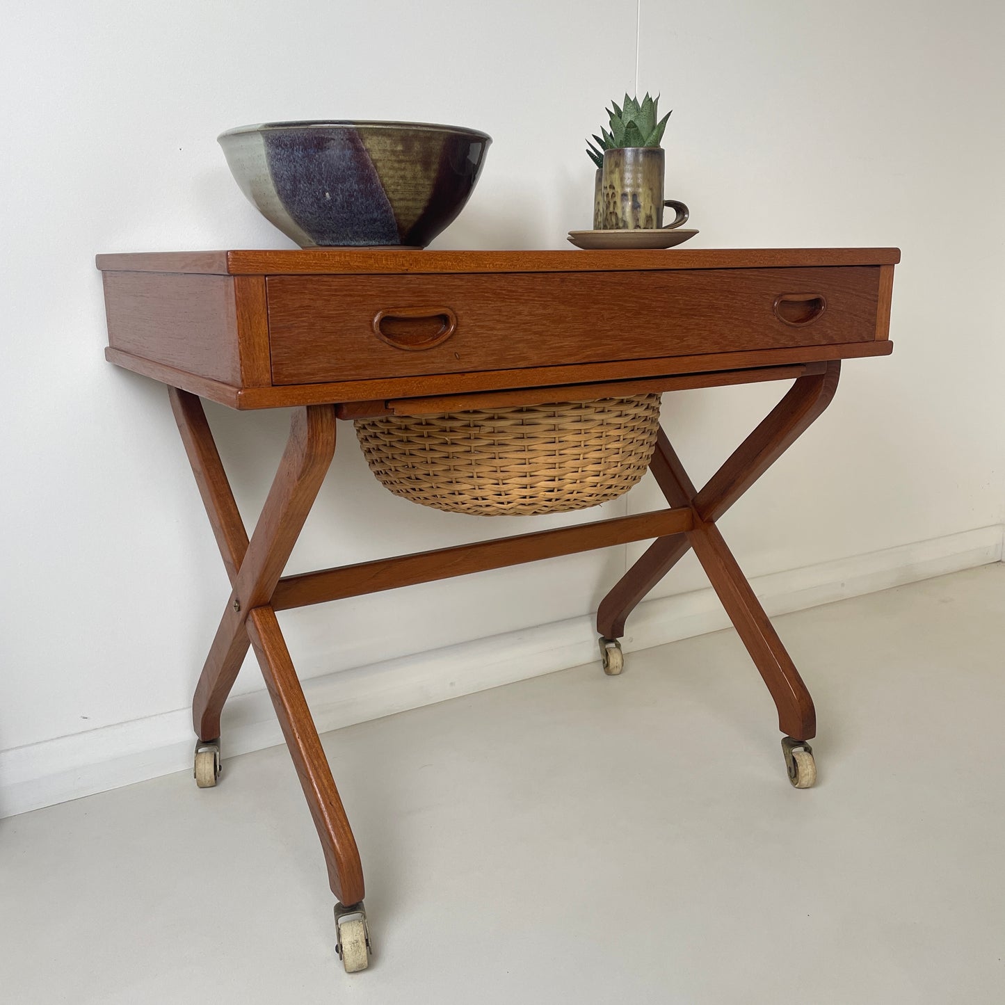 DANISH SEWING TABLE & BASKET