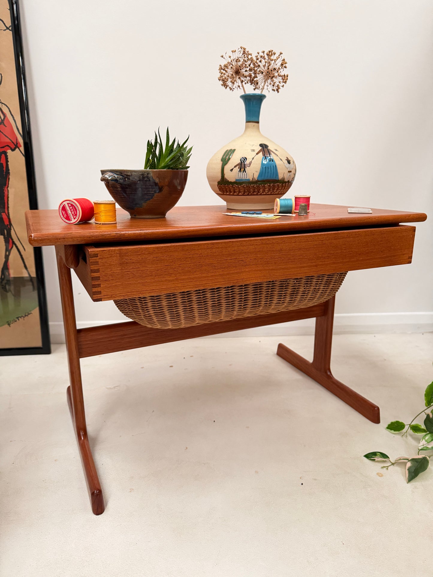 DANISH KAI KRISTIANSEN SEWING TABLE & BASKET