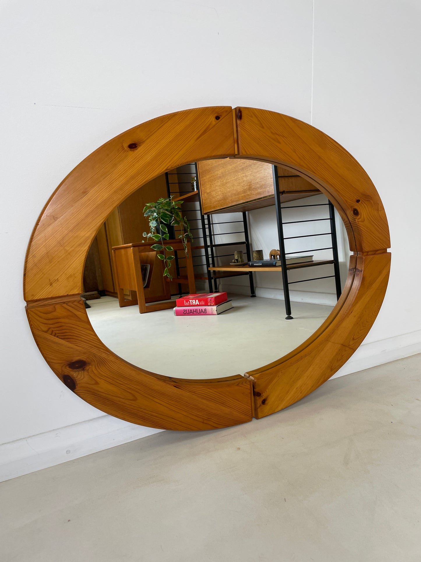 VINTAGE PINE OVAL WALL MIRROR - 90cm