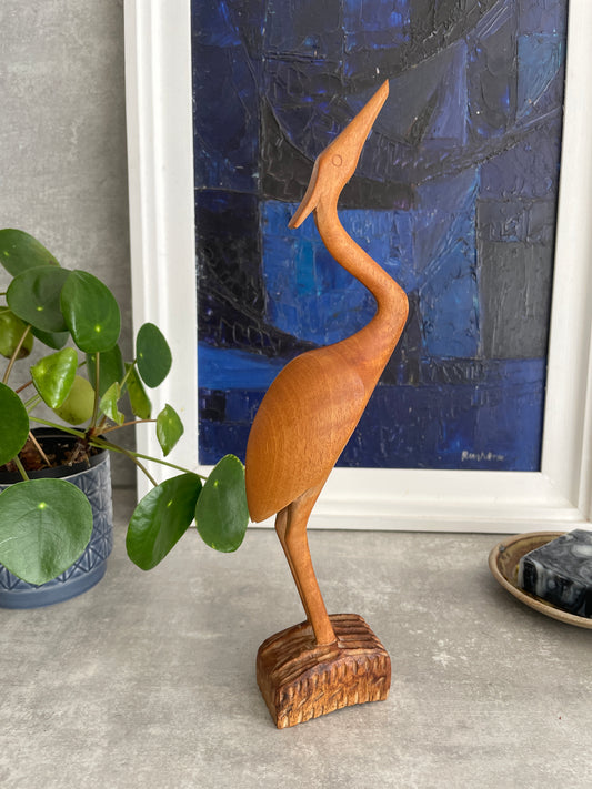 VINTAGE TEAK WOODEN HERON