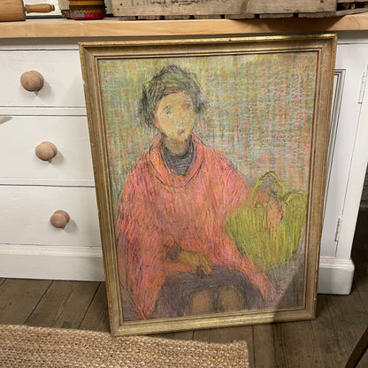 ORIGINAL FRAMED PASTEL PAINTING OF LADY