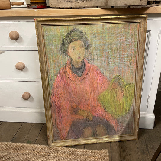 ORIGINAL FRAMED PASTEL PAINTING OF LADY