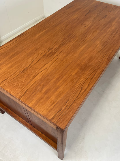 VINTAGE TEAK DOUBLE PEDESTAL PARTNERS DESK