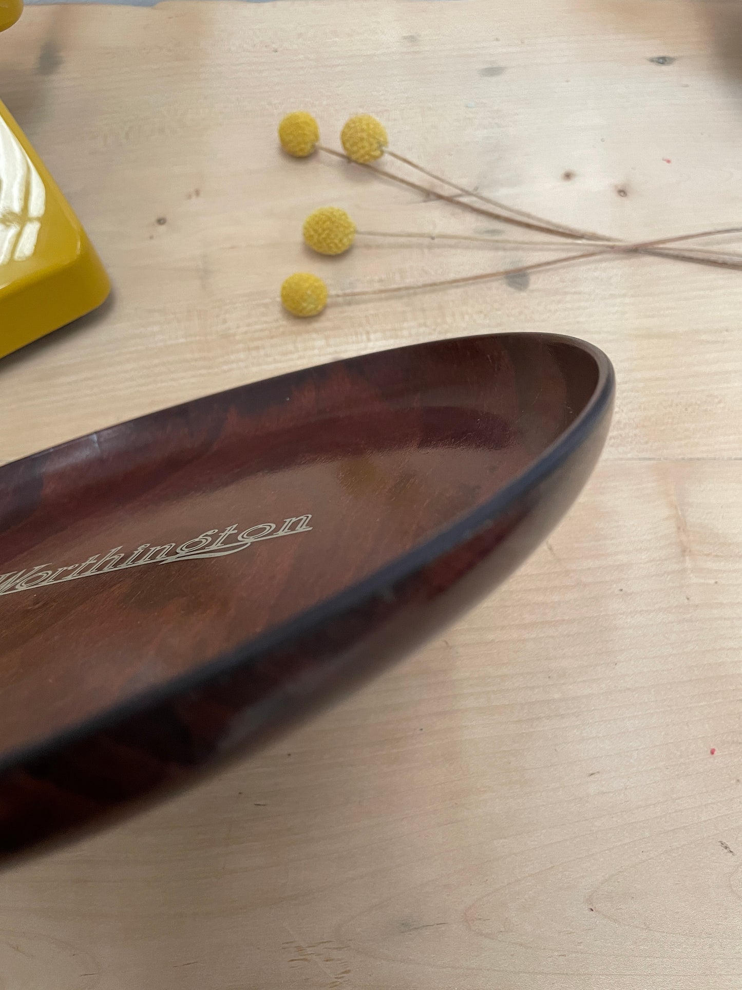 VINTAGE WORTHINGTON BEER WOOD & RESIN TRAY