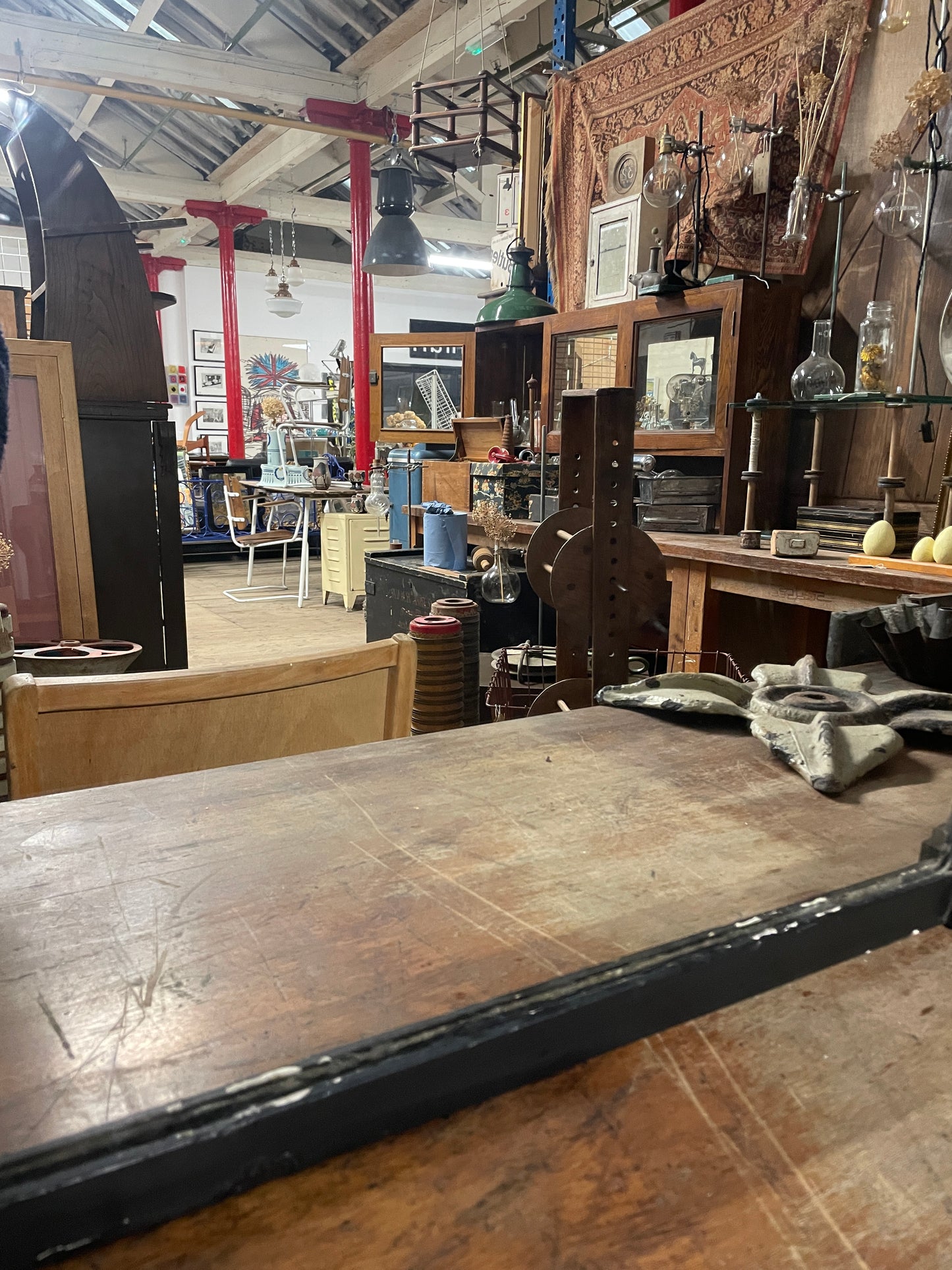 ANTIQUE BLACK EBONISED OVERMANTEL WALL MIRROR