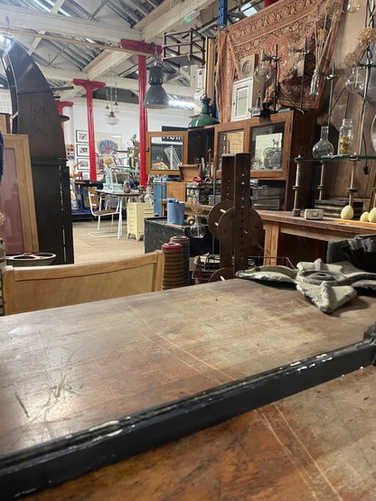 ANTIQUE BLACK EBONISED OVERMANTEL WALL MIRROR