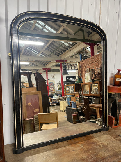ANTIQUE BLACK EBONISED OVERMANTEL WALL MIRROR