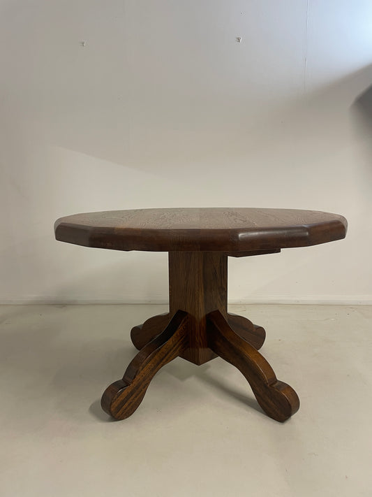 BRUTALIST 1970s BELGIUM OAK DINING TABLE & 4 CHAIRS