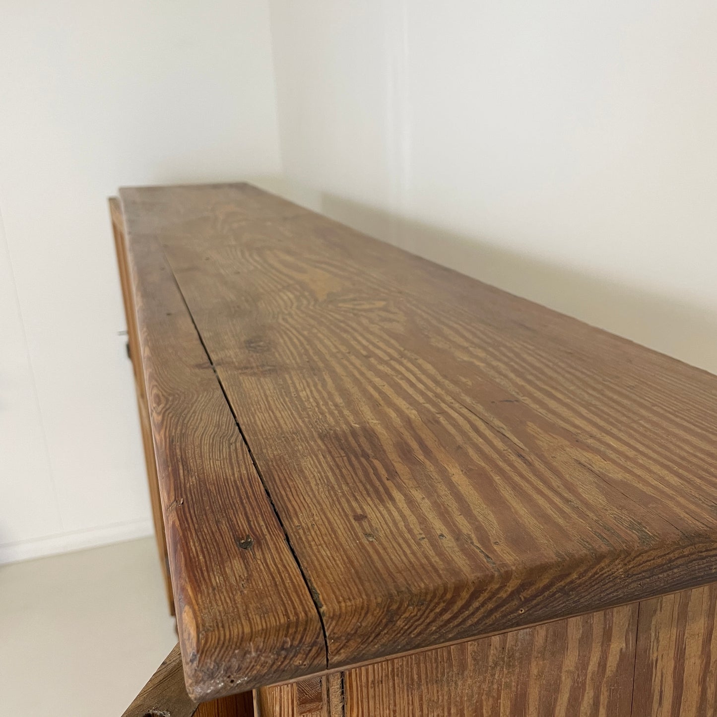 LARGE ANTIQUE PINE THREE DOOR KITCHEN/HALL CABINET