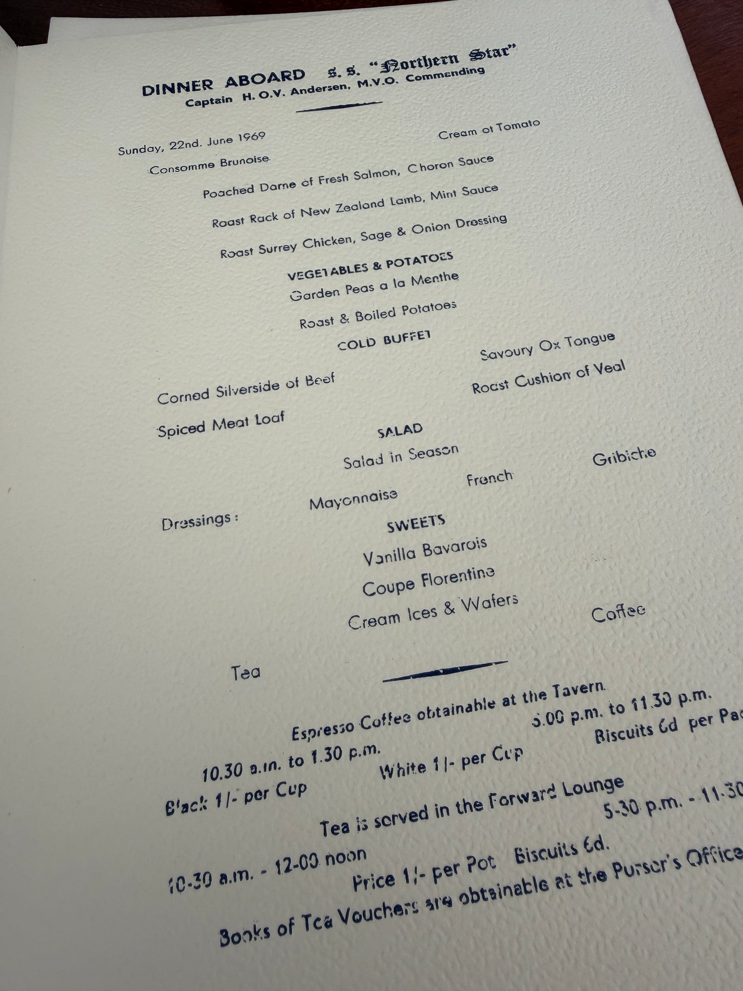VINTAGE 60S MENUS FROM A CRUISE SHIP