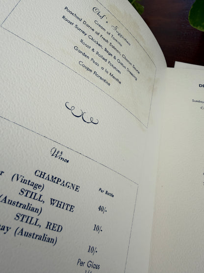 VINTAGE 60S MENUS FROM A CRUISE SHIP