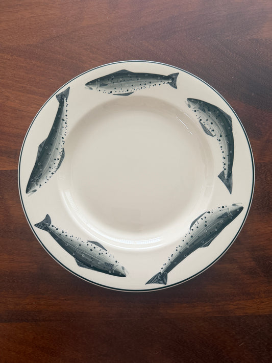 RARE EMMA BRIDGEWATER BLACK SALMON PLATES x 2