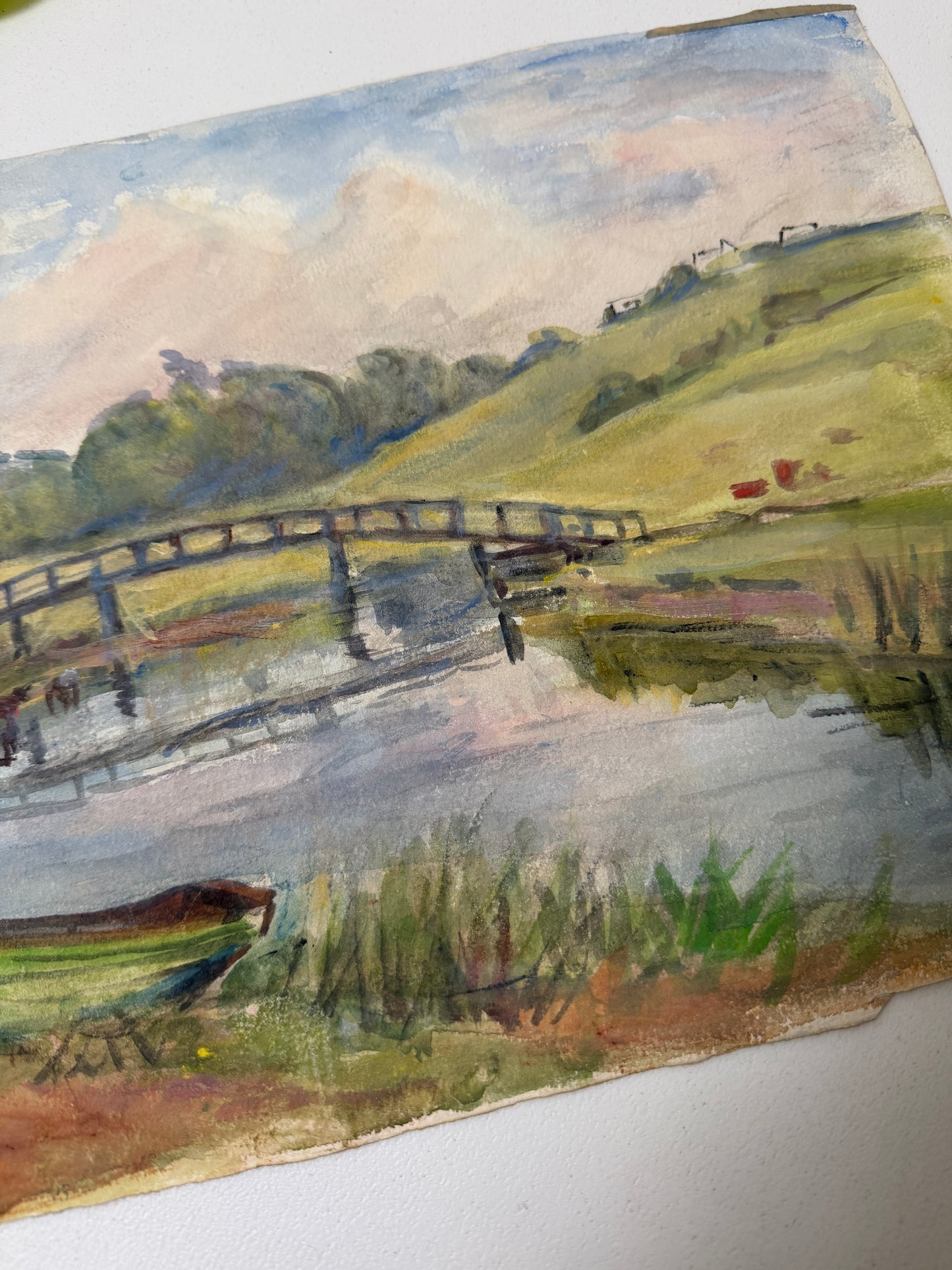 VINTAGE WATERCOLOUR PAINTING OF A BRITISH LANDSCAPE