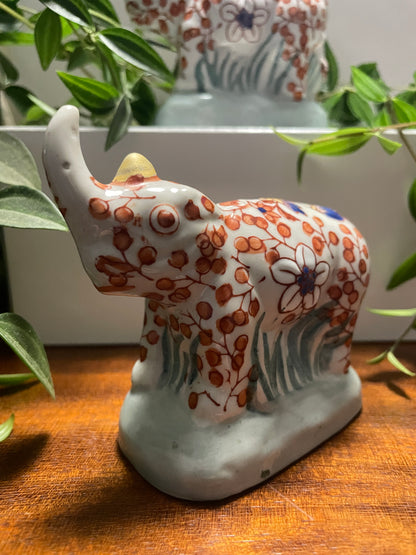 CHINESE IMARI PORCELAIN RHINO FIGURINES X 2