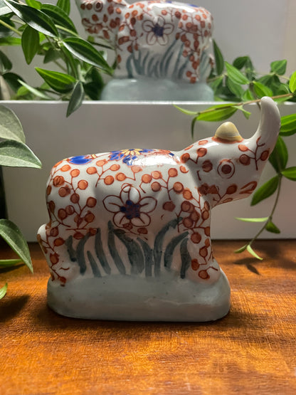 CHINESE IMARI PORCELAIN RHINO FIGURINES X 2