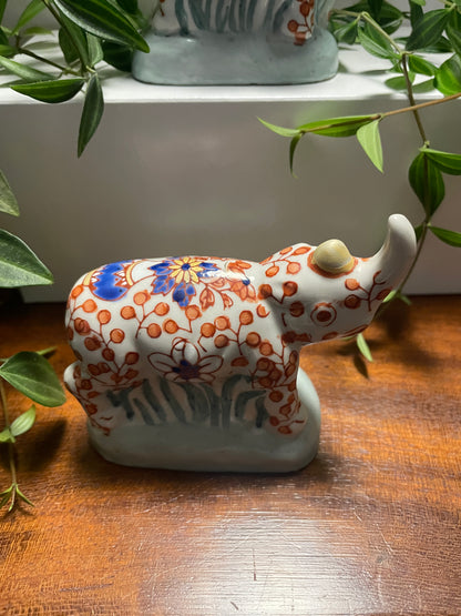 CHINESE IMARI PORCELAIN RHINO FIGURINES X 2