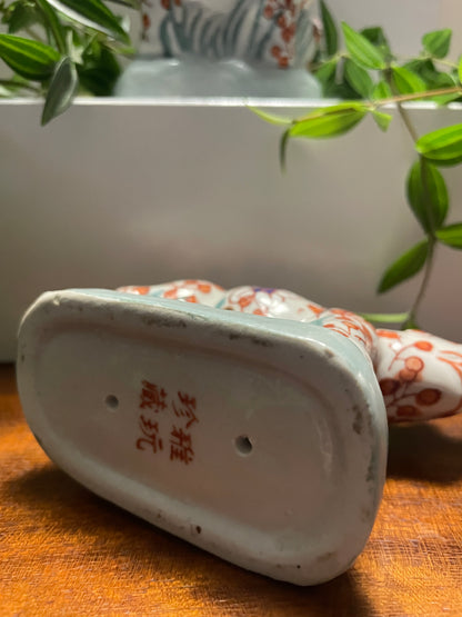 CHINESE IMARI PORCELAIN RHINO FIGURINES X 2