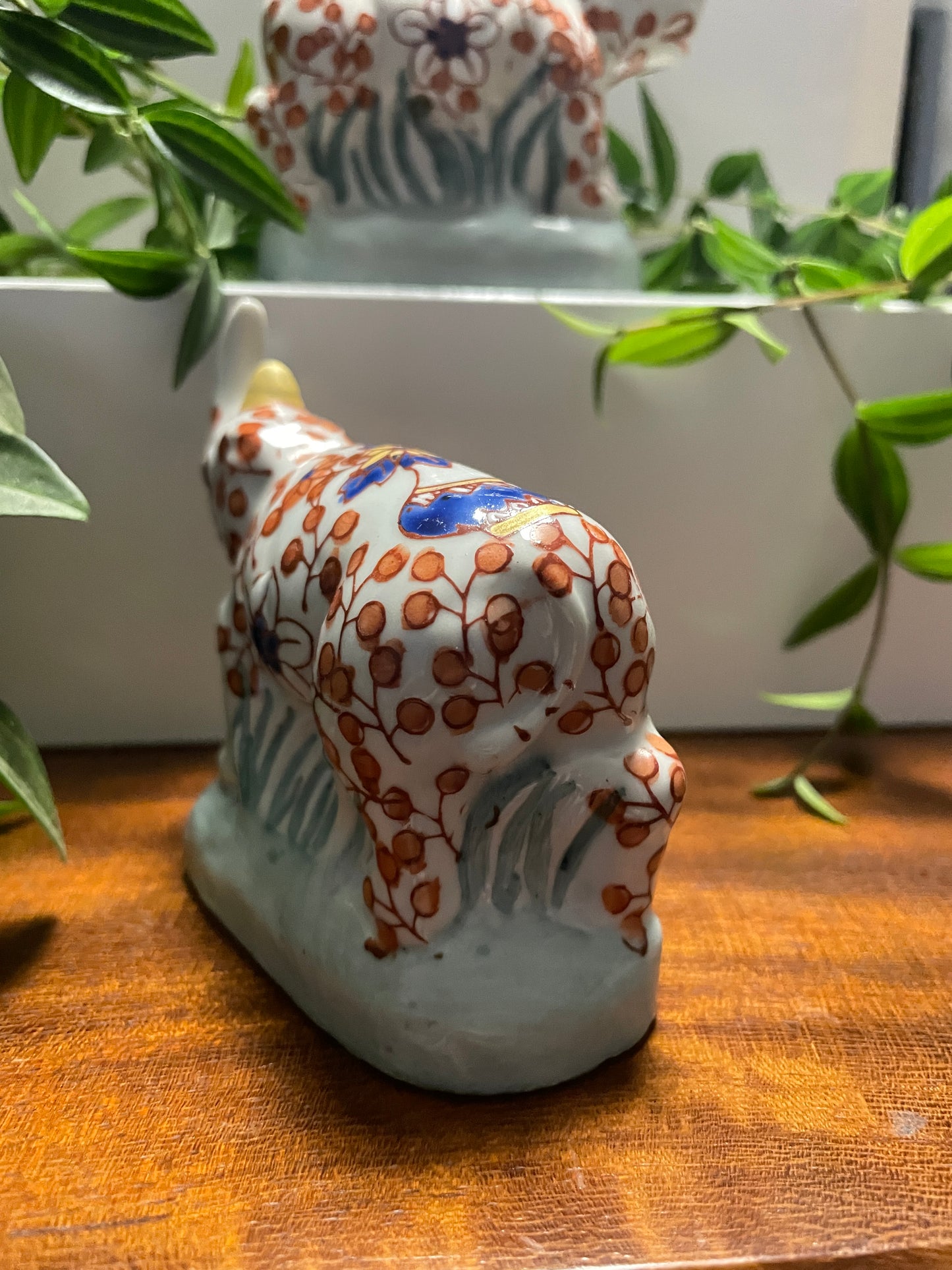 CHINESE IMARI PORCELAIN RHINO FIGURINES X 2