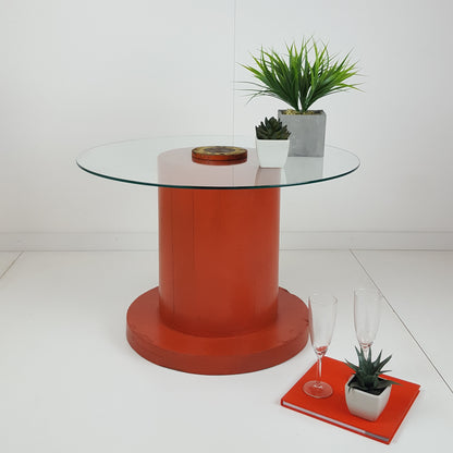 BESPOKE FOUNDRY WHEEL GLASS TOPPED COFFEE TABLE